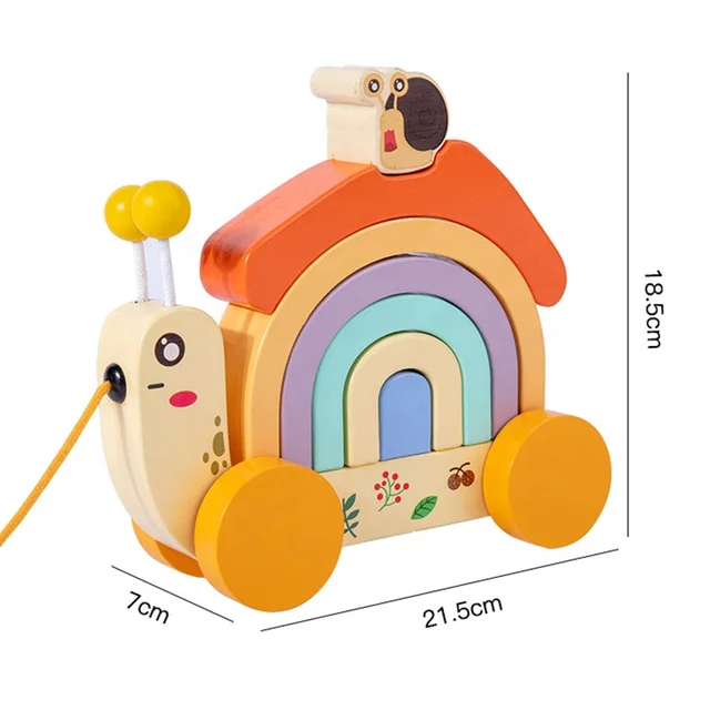 Snail Pull along with building block rainbow