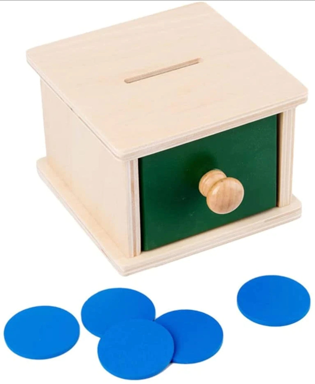 MONTESSORI OBJECT PERMANENCE BOX – COIN AND DRAWER