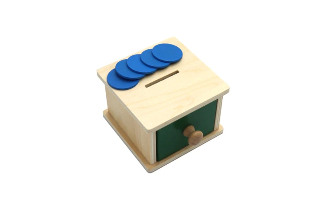MONTESSORI OBJECT PERMANENCE BOX – COIN AND DRAWER