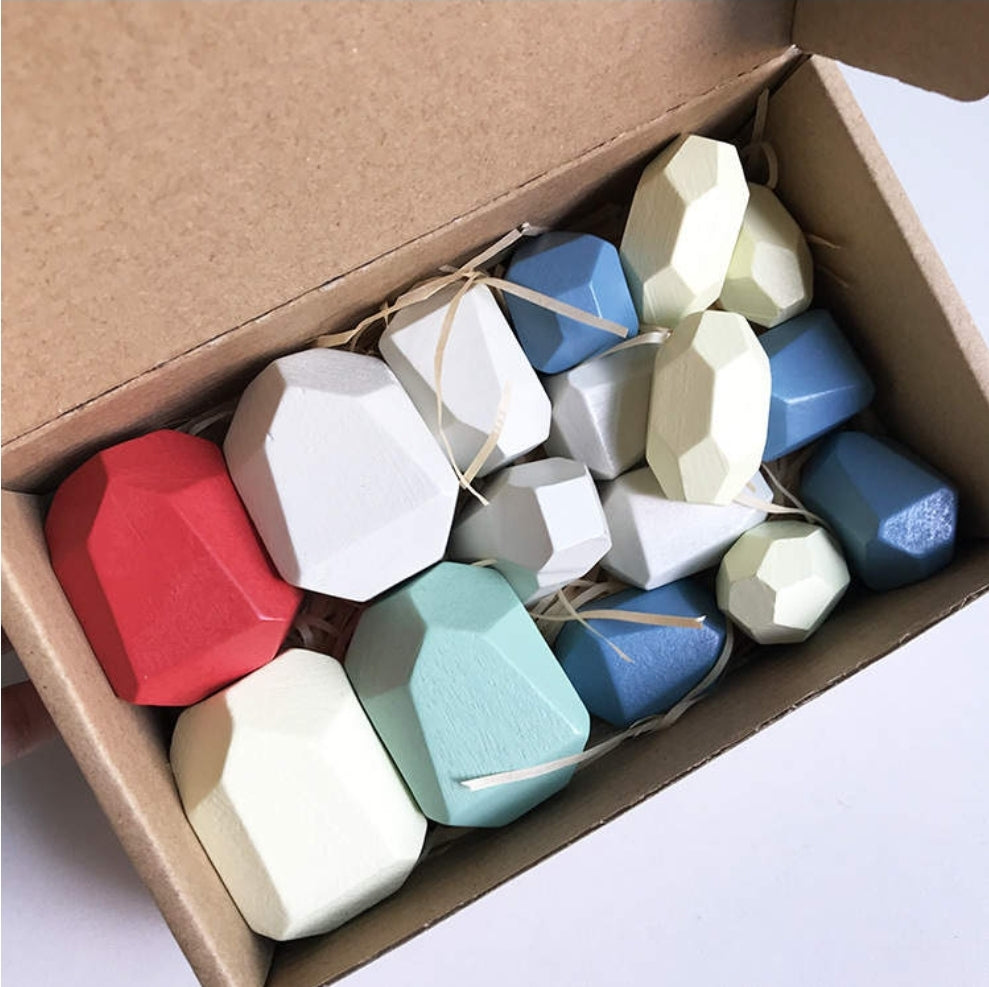 Wooden gem stones (36pc)