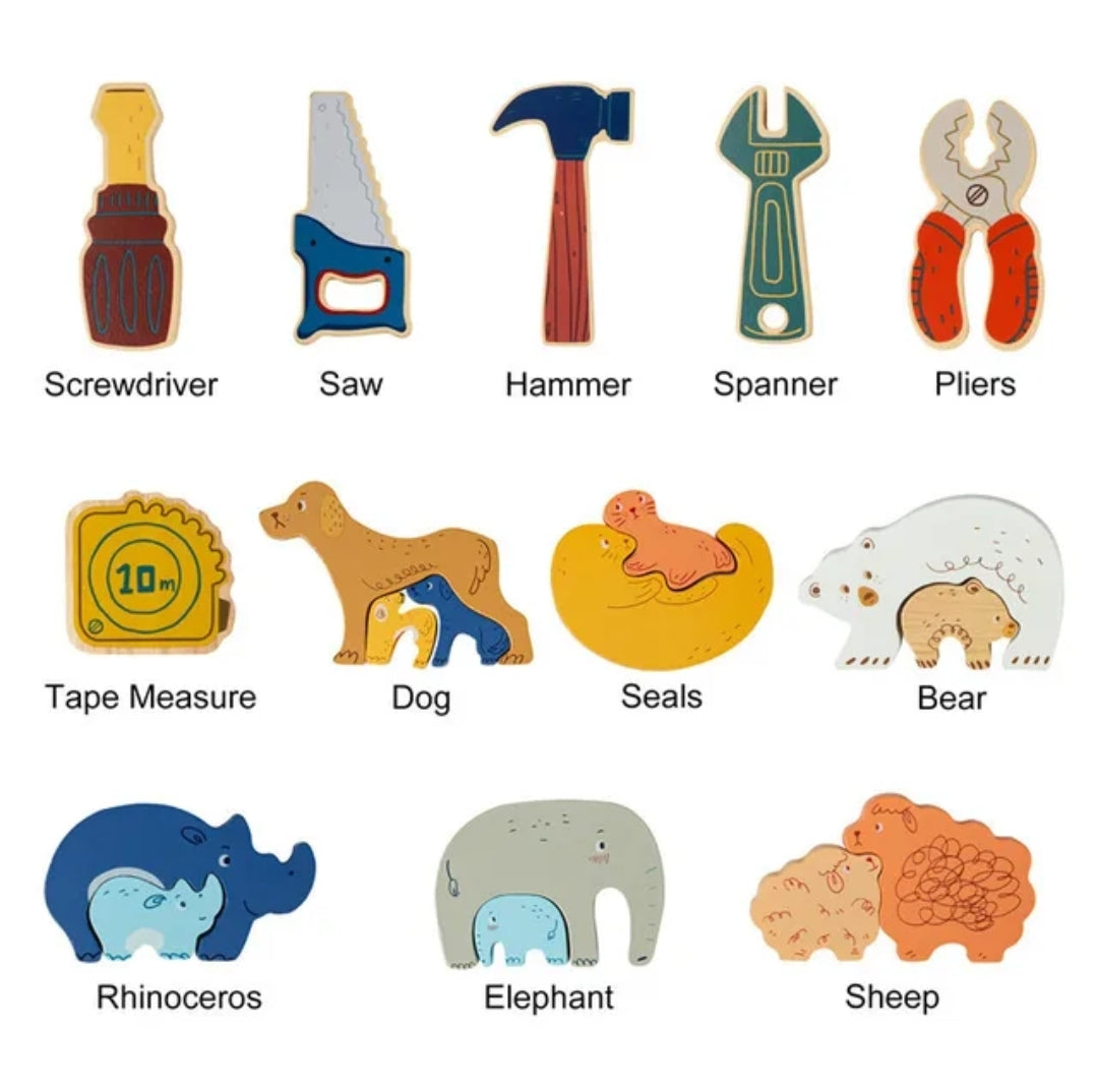 3D Animal & Tool puzzle board- Montessori