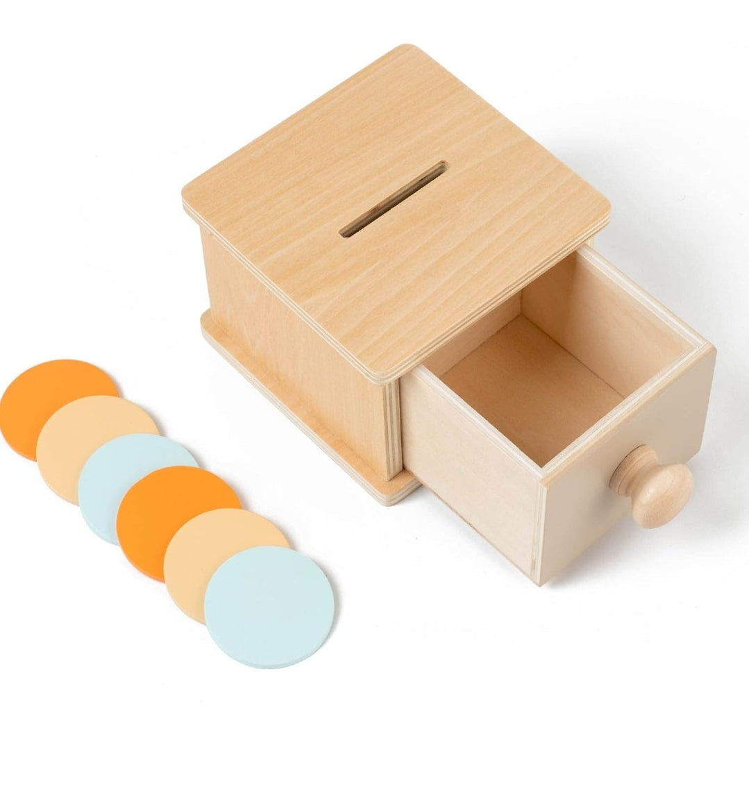 MONTESSORI OBJECT PERMANENCE BOX – COIN AND DRAWER