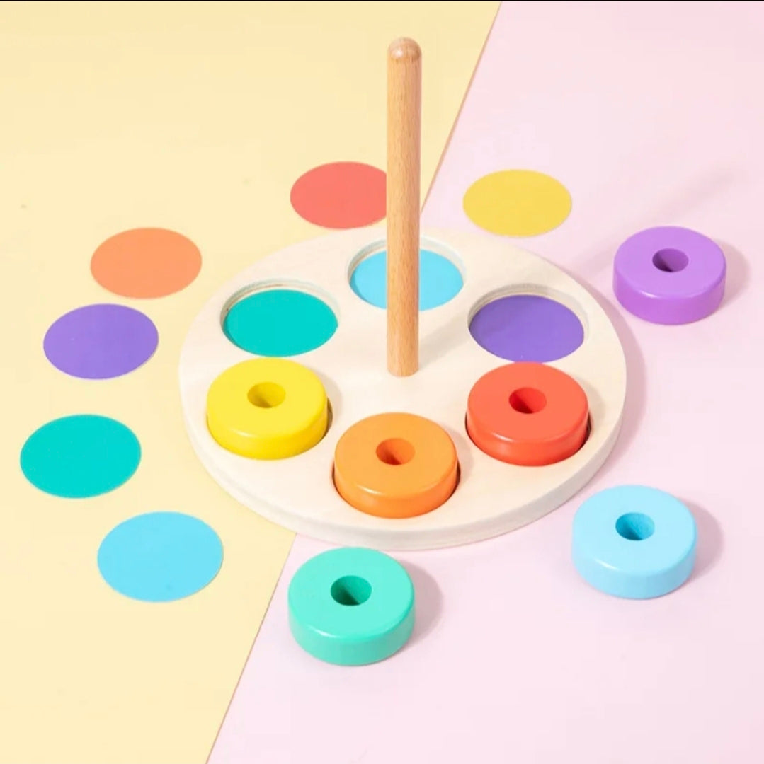 Montessori 6 Ring Column Stacker Colour Sorter