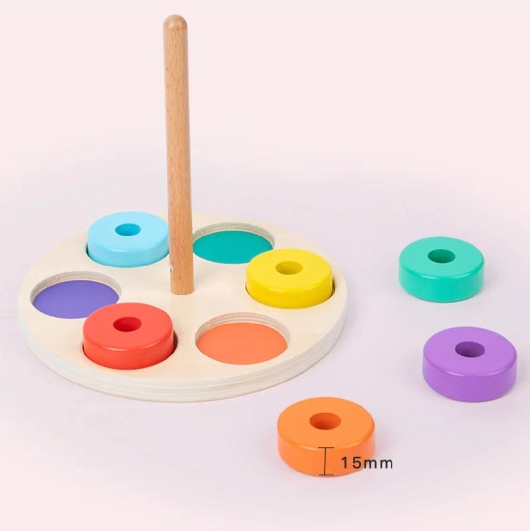 Montessori 6 Ring Column Stacker Colour Sorter
