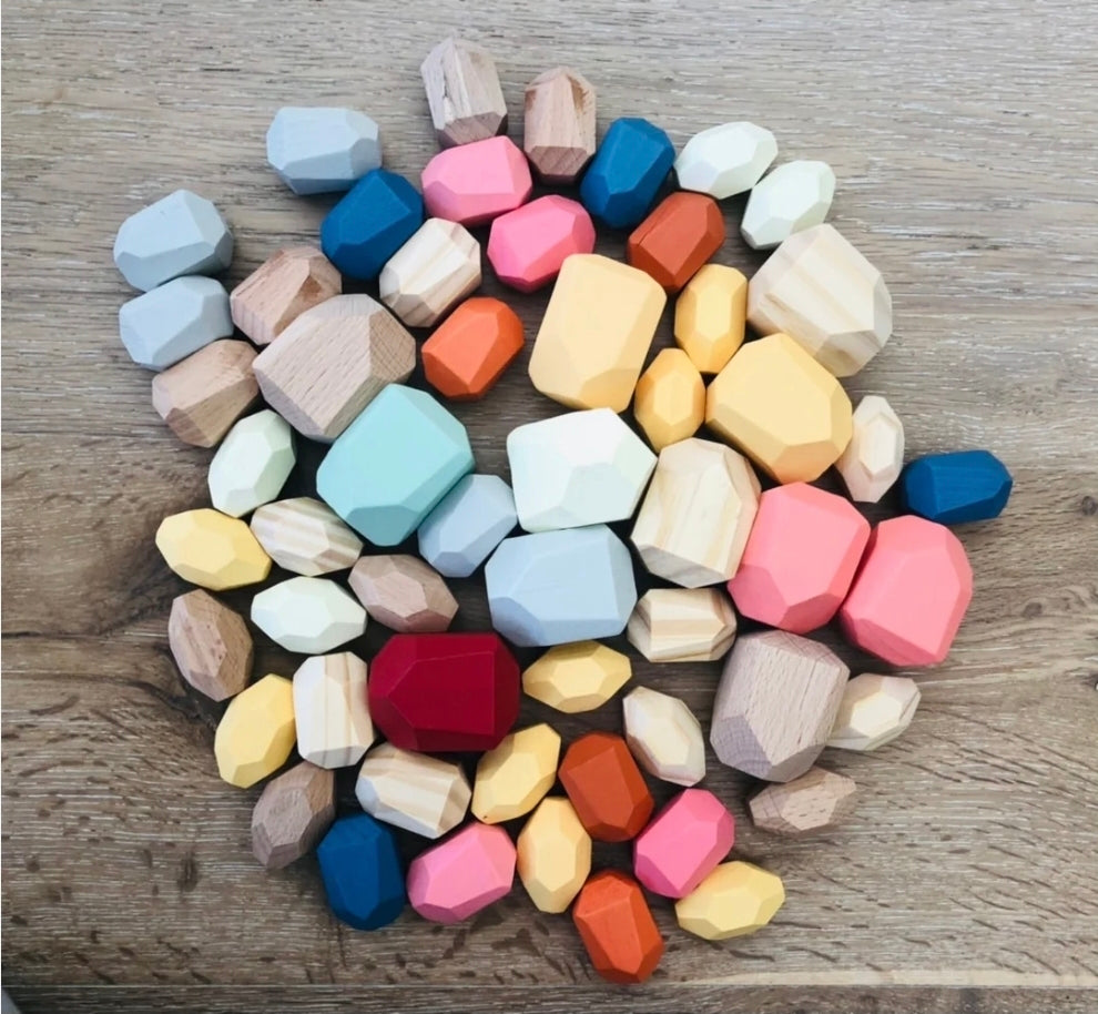 Wooden gem stones (36pc)