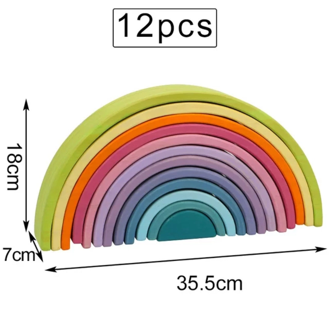 Large 12pc Wooden Rainbow Stacker