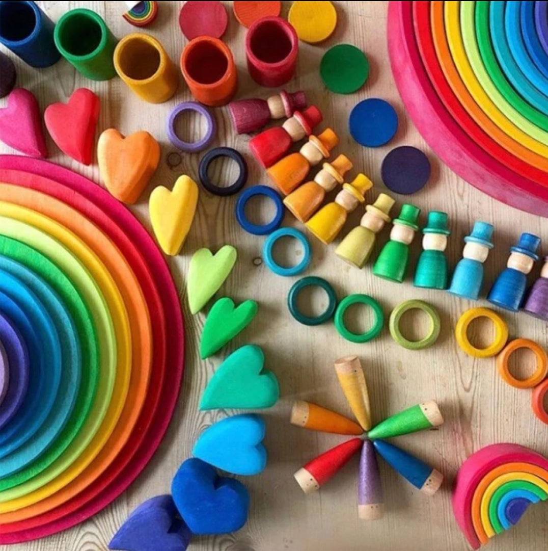 Large 12pc Wooden Rainbow Stacker