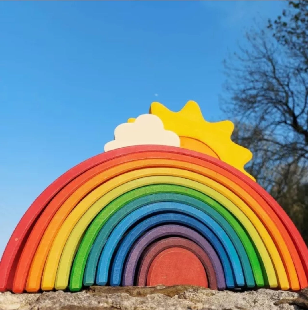 Large 12pc Wooden Rainbow Stacker