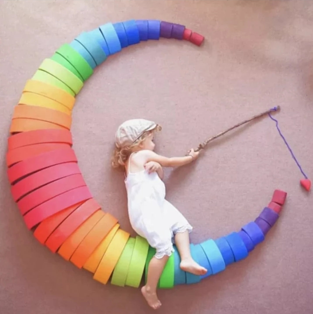 Large 12pc Wooden Rainbow Stacker