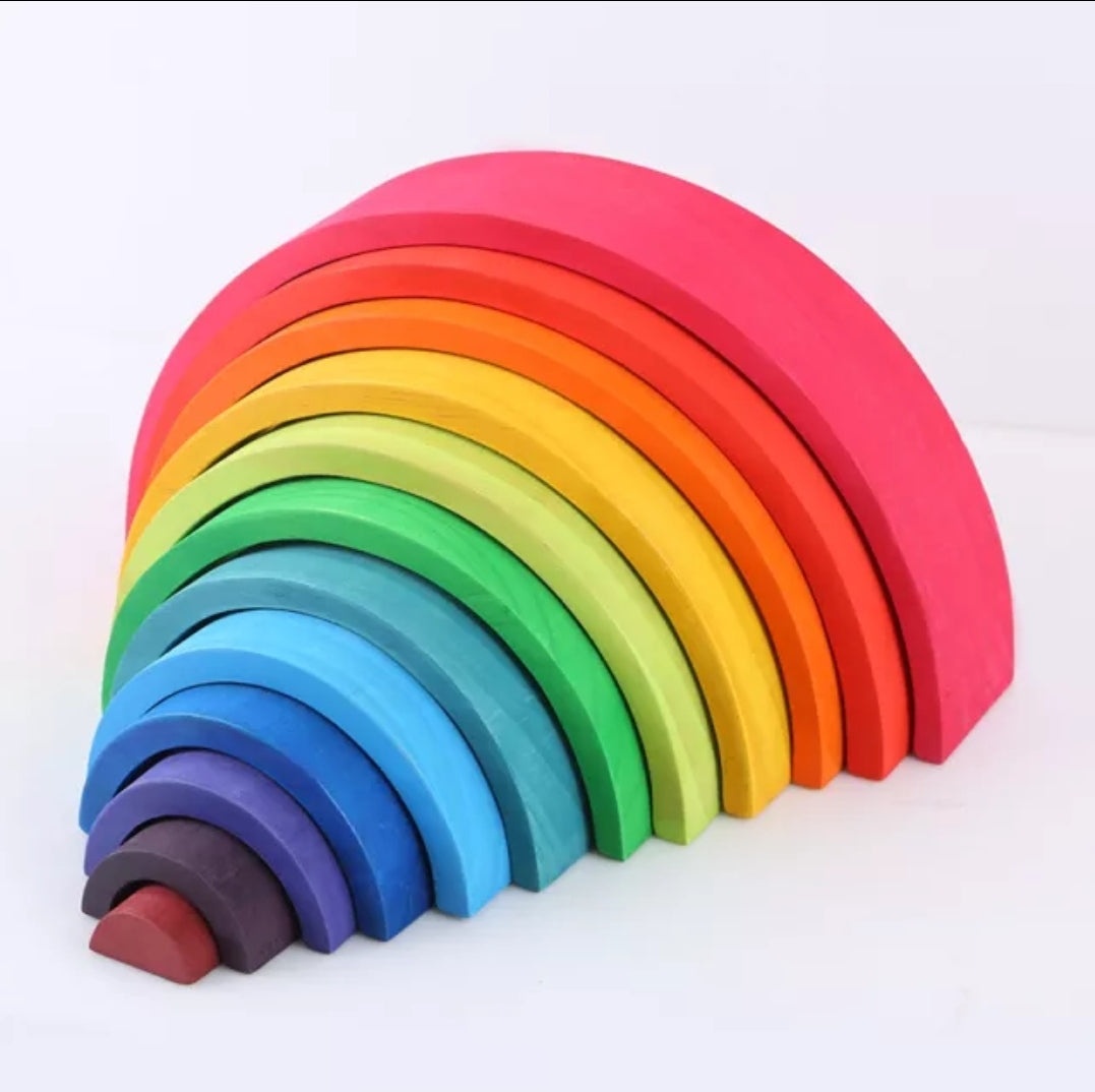Large 12pc Wooden Rainbow Stacker