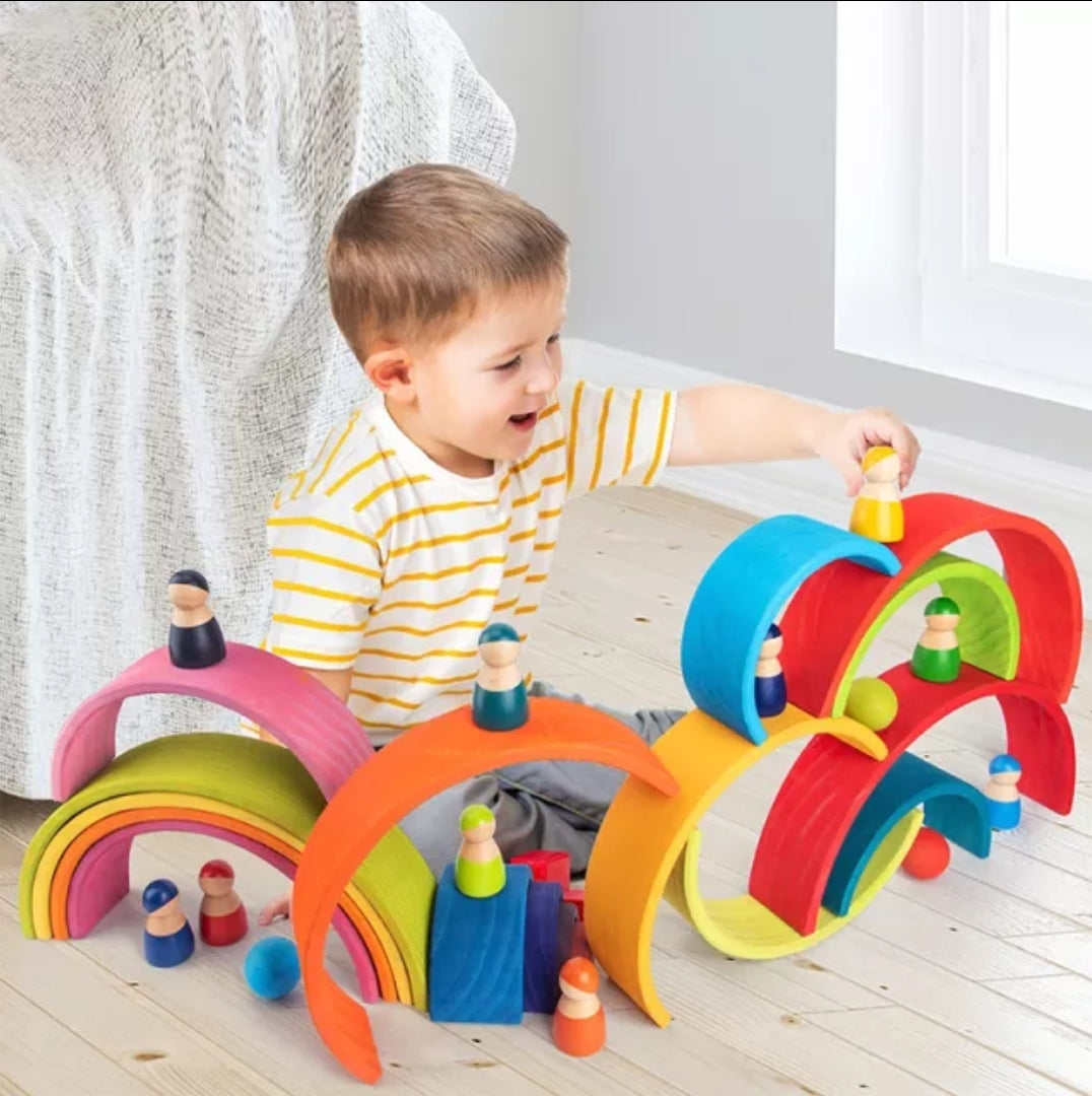 Large 12pc Wooden Rainbow Stacker