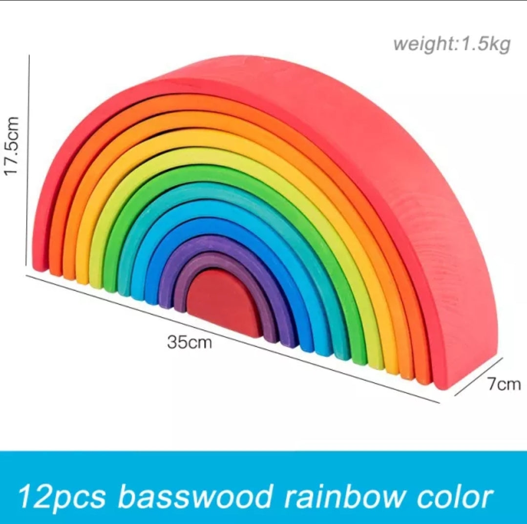 Large 12pc Wooden Rainbow Stacker