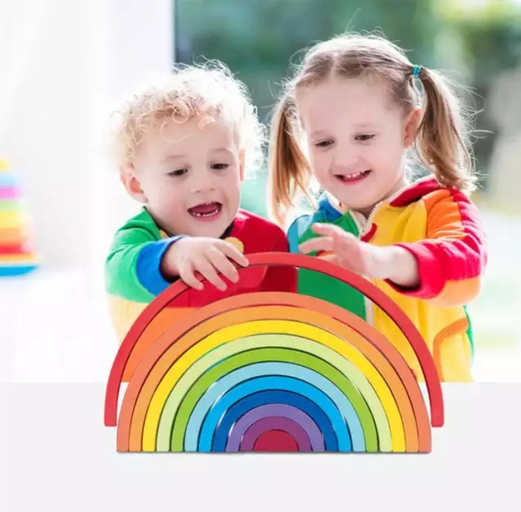 Large 12pc Wooden Rainbow Stacker