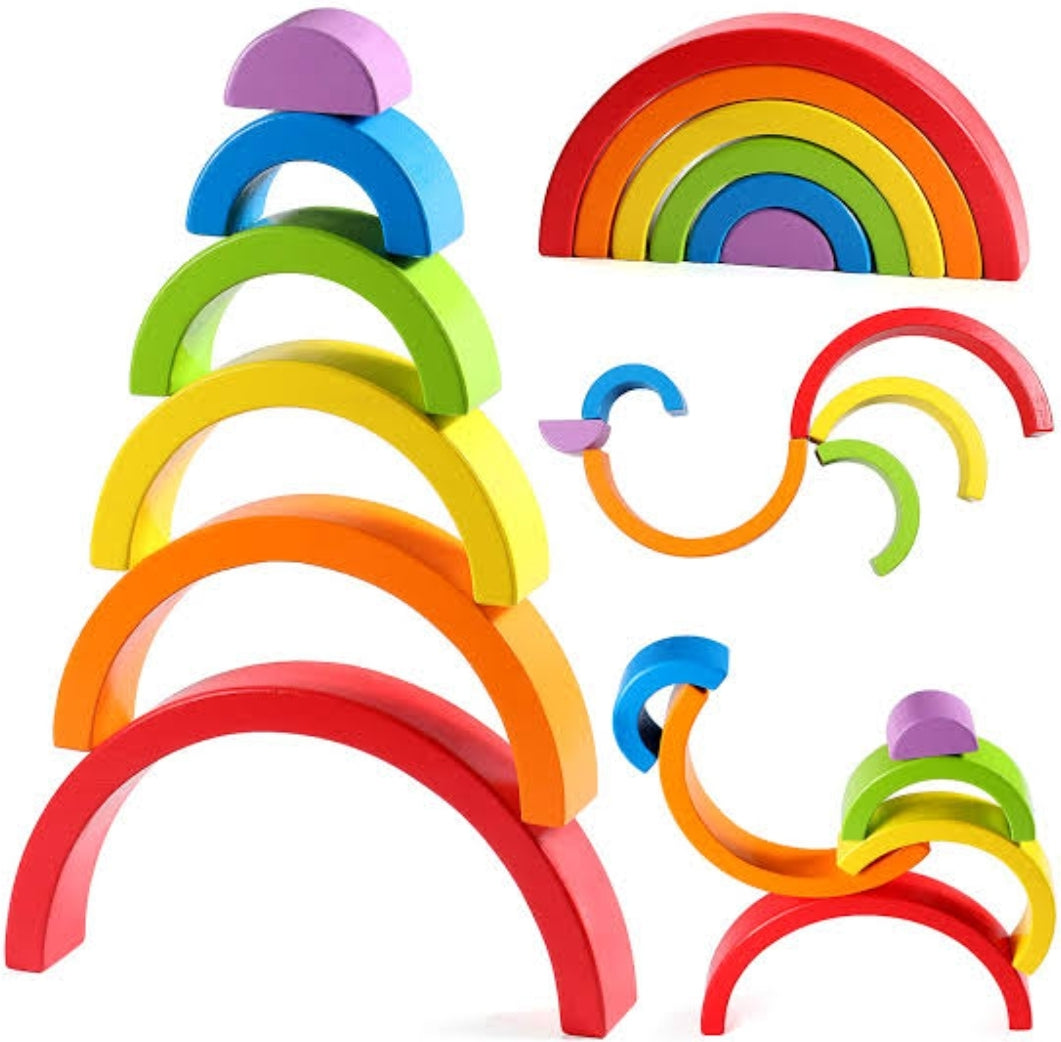 Large 12pc Wooden Rainbow Stacker