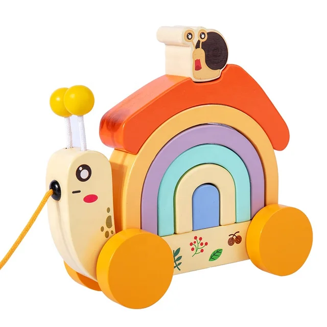 Snail Pull along with building block rainbow