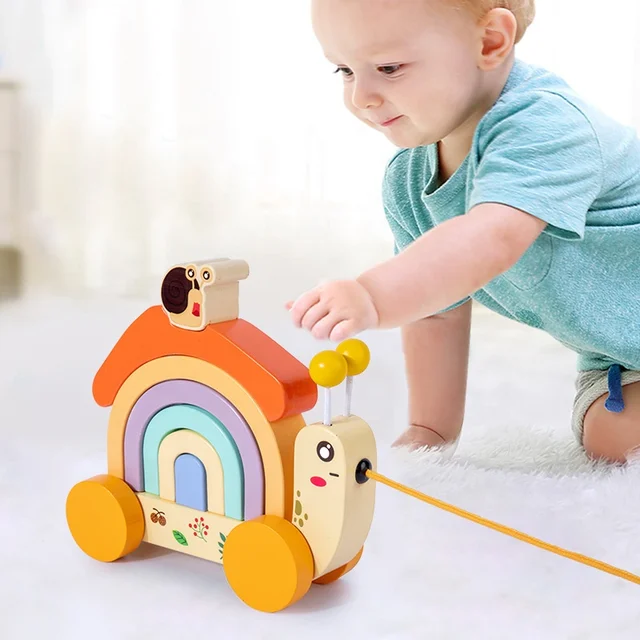 Snail Pull along with building block rainbow