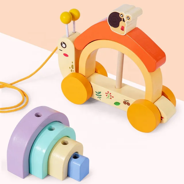 Snail Pull along with building block rainbow