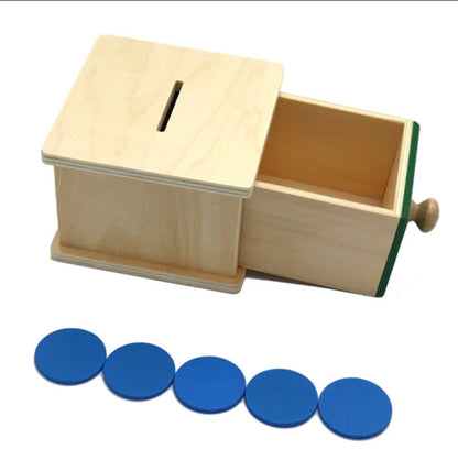 MONTESSORI OBJECT PERMANENCE BOX – COIN AND DRAWER