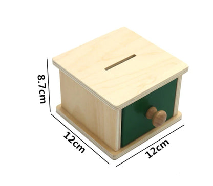 MONTESSORI OBJECT PERMANENCE BOX – COIN AND DRAWER