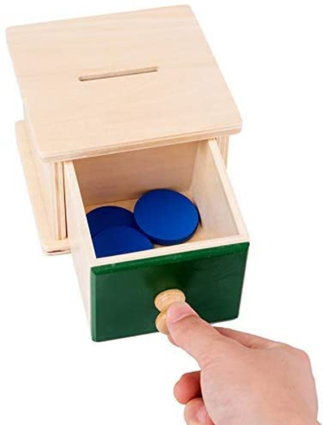 MONTESSORI OBJECT PERMANENCE BOX – COIN AND DRAWER