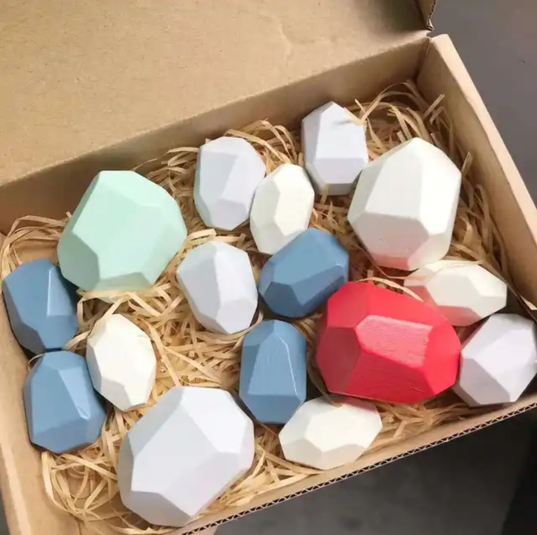 Wooden gem stones (36pc)