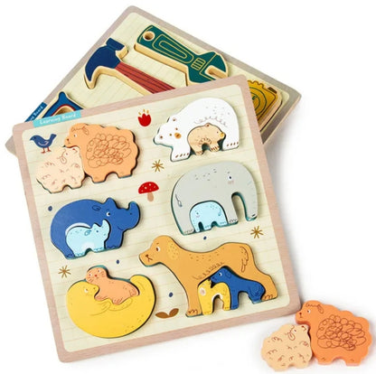 3D Animal &amp; Tool puzzle board- Montessori