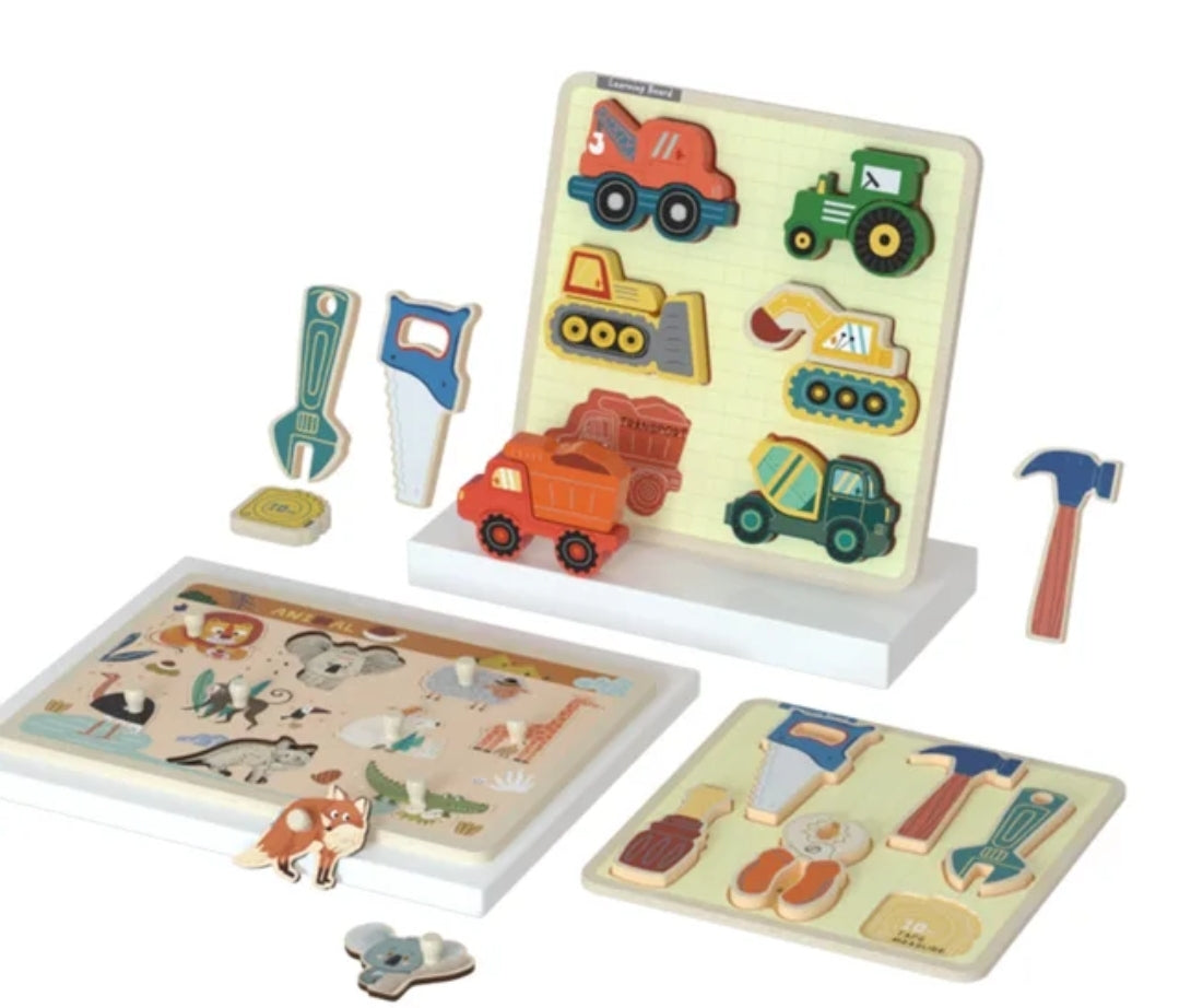 3D Animal &amp; Tool puzzle board- Montessori