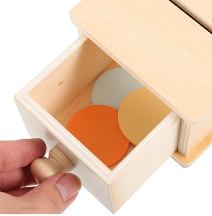 MONTESSORI OBJECT PERMANENCE BOX – COIN AND DRAWER