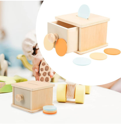 MONTESSORI OBJECT PERMANENCE BOX – COIN AND DRAWER