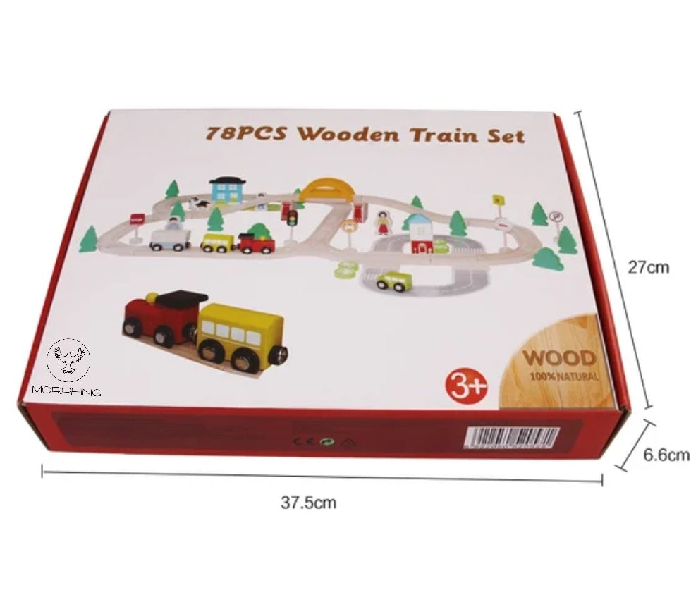 Wooden Train Set- 78 piece