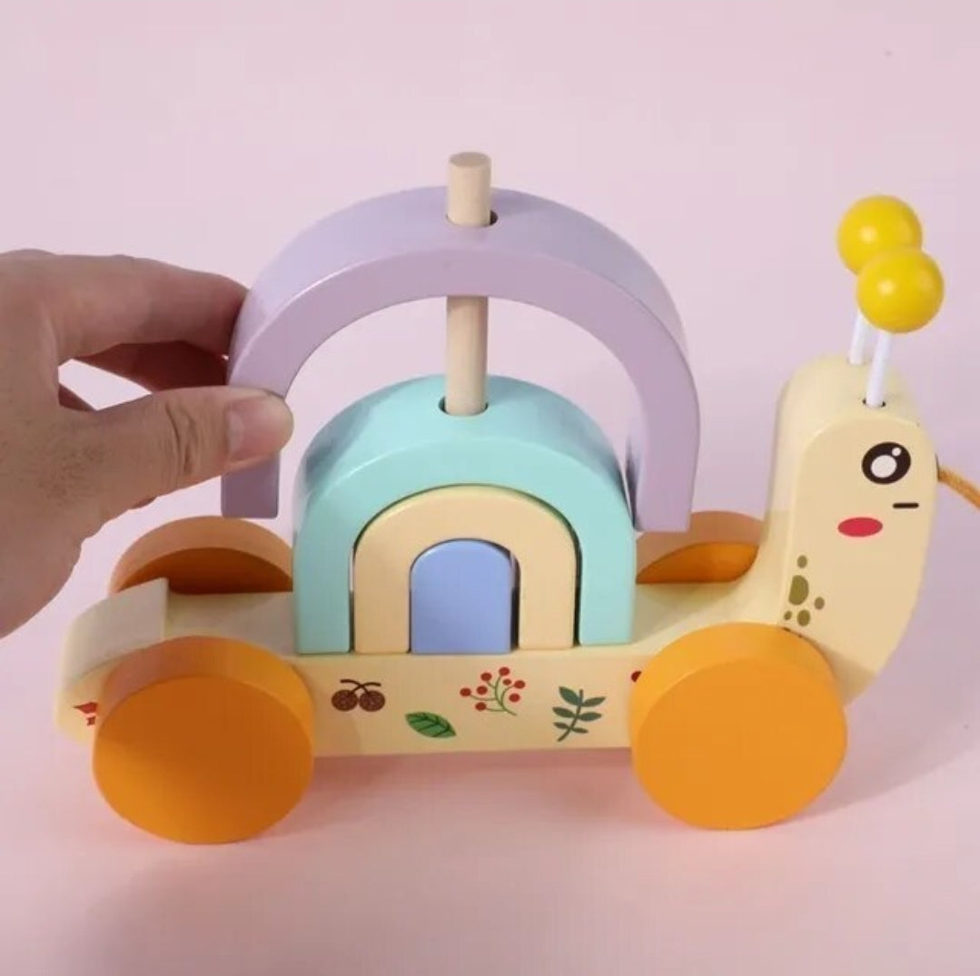 Snail Pull along with building block rainbow