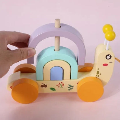 Snail Pull along with building block rainbow