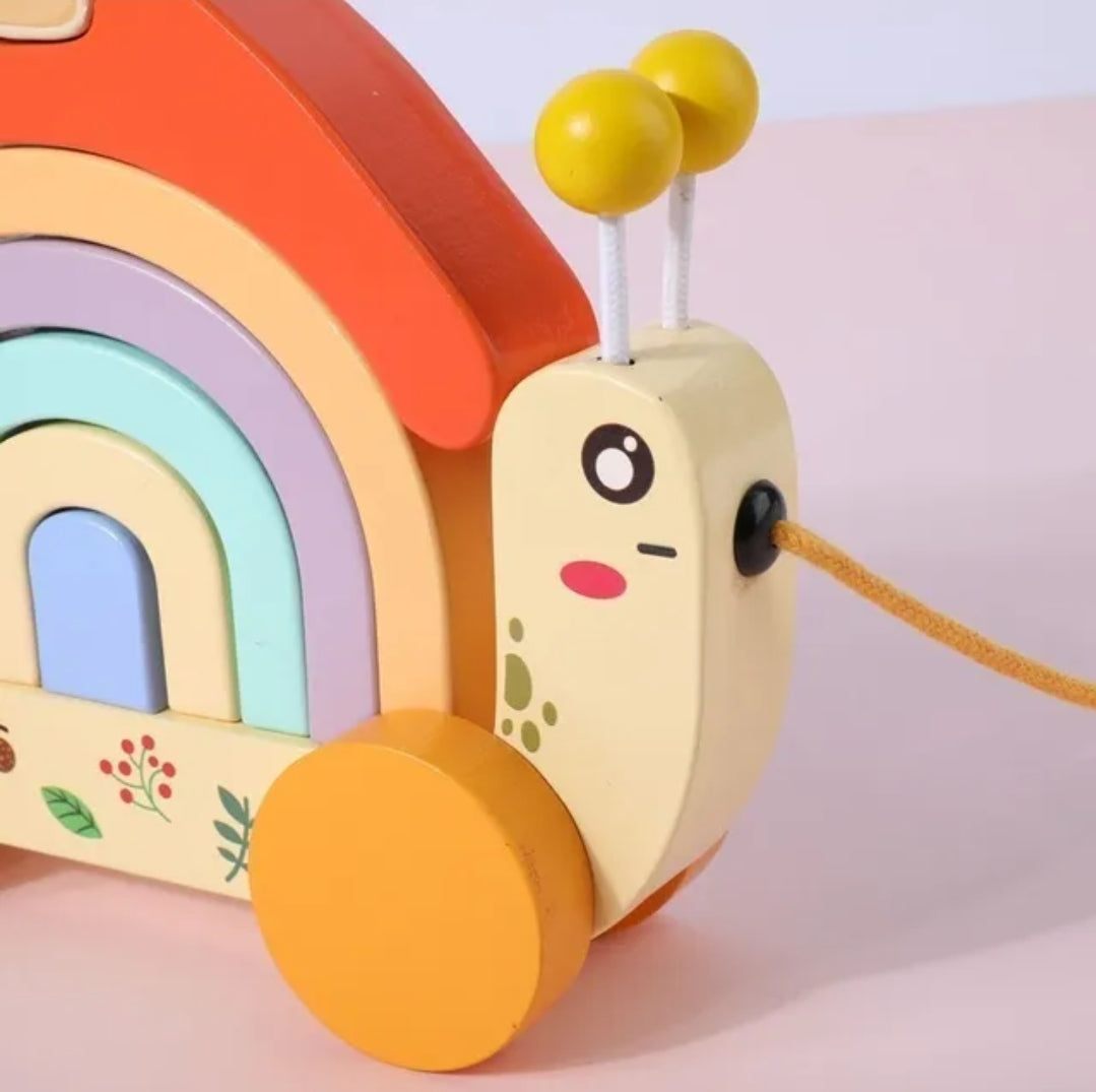 Snail Pull along with building block rainbow