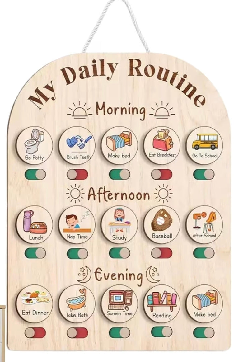 Wooden Visual Calendar - Daily Routine Chart for 3-8 Years Calendar Chart Learning Toys