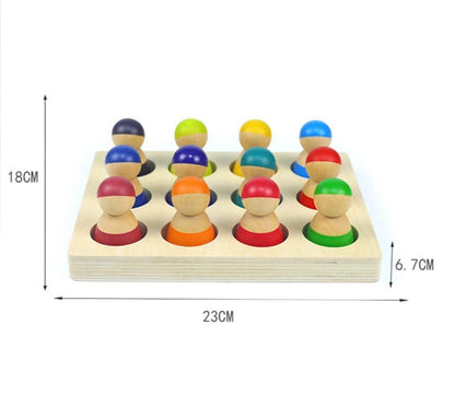 Morphing- Rainbow Peg Dolls in sorting tray
