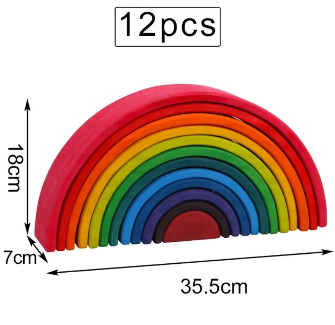 Large 12pc Wooden Rainbow Stacker