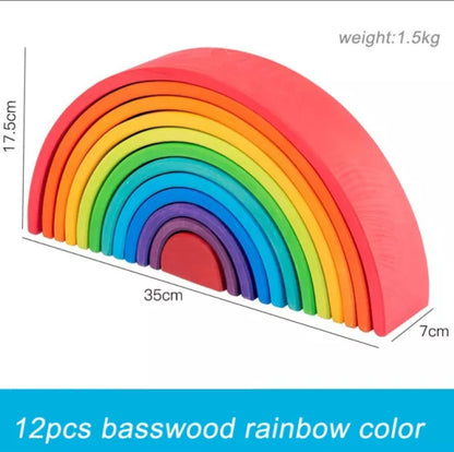 Morphing- Large 12pc Wooden Rainbow Stacker
