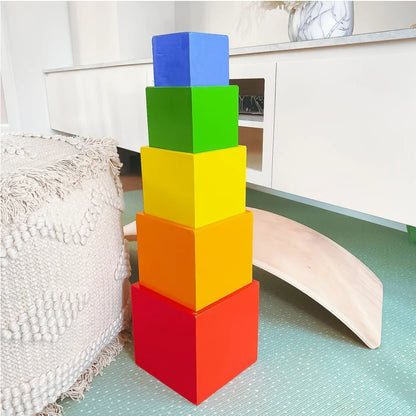 Rainbow Cube Stacker | Montessori Sensory Play