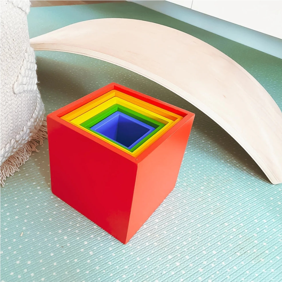 Rainbow Cube Stacker | Montessori Sensory Play