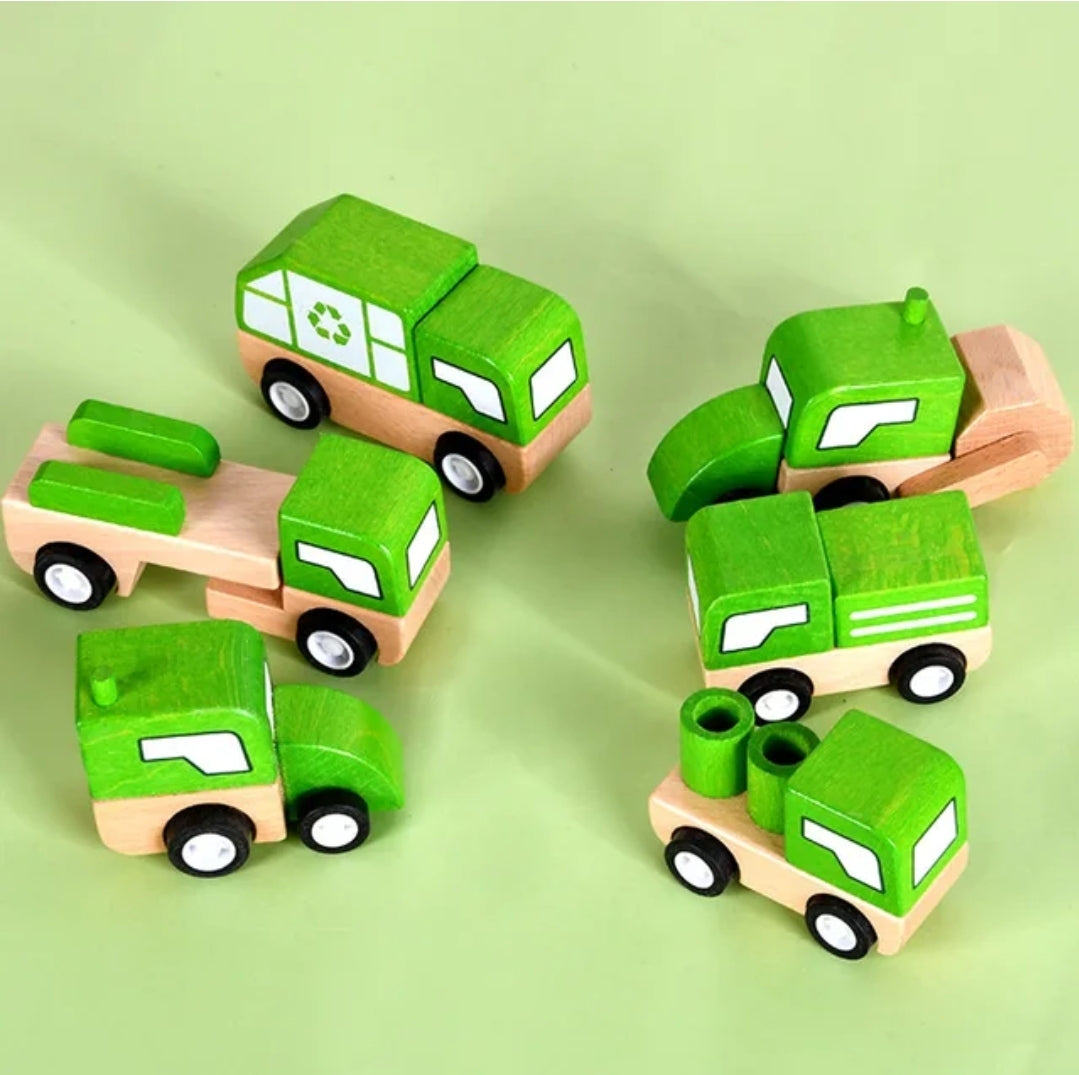 Wooden Vehicle Toy Set- 6PCS