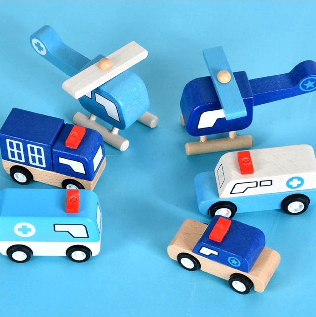 Wooden Vehicle Toy Set- 6PCS