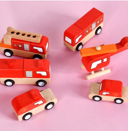 Wooden Vehicle Toy Set- 6PCS